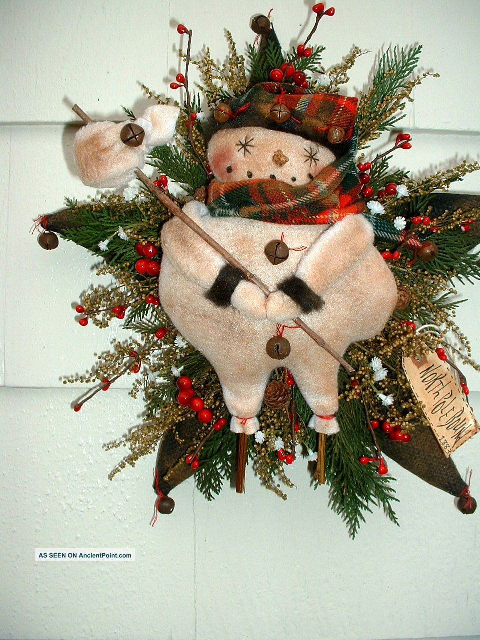 Prim Black Burlap Star Olde Snowman Hobo North Pole Bound Primitives photo