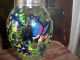 Old Hand Painted Glass Apothecary Lidded Jar - - Footed Bulbous Jar Primitives photo 2