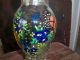 Old Hand Painted Glass Apothecary Lidded Jar - - Footed Bulbous Jar Primitives photo 4