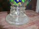Old Hand Painted Glass Apothecary Lidded Jar - - Footed Bulbous Jar Primitives photo 5