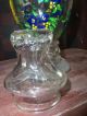 Old Hand Painted Glass Apothecary Lidded Jar - - Footed Bulbous Jar Primitives photo 6