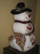 Primitive Hc Holiday Christmas Standing Stacked Snowman Doll Shelf Sitter Primitives photo 5
