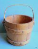 Antique Primitive Wood Sugar Firkin Bucket Pail,  Wood Bands,  Bent Handle - Estate Primitives photo 1