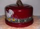 Vtg Aluminum Cake Keeper Hp Red Rooster Chicken Flowers Hand Painted Mirro Usa Primitives photo 10
