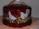 Vtg Aluminum Cake Keeper Hp Red Rooster Chicken Flowers Hand Painted Mirro Usa Primitives photo 7