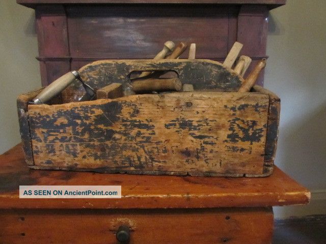 Antique Primitive Carrier W/old Dry Black Paint Primitives photo