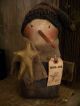 Primitive Snowman Shelf Sitter Doll == 12 X 6 In.  == Star ==gray Hat== Primitives photo 3