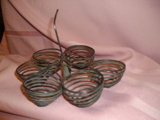 Antique Primitive Wire Egg Holder Swirl Design photo
