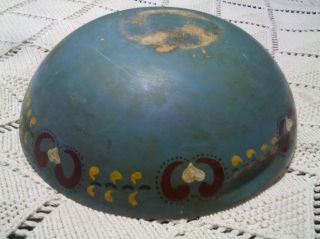 Antique Munising Hand Turned/painted Maple Primitive Dough Bowl Signed photo