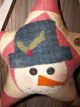 Sweet Primitive Winter/holiday Antique Quilt Star Peg Hanger With Snowman Primitives photo 1