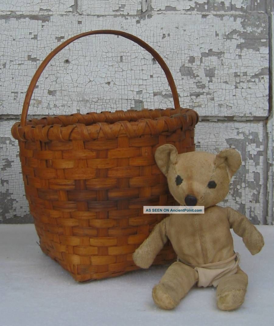 Antique Primitive Splint Market Basket Mint Primitives photo