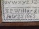 Antique Sampler E.  P.  Willard S.  Stukely July 25 1863 Oak Frame Provenance Primitives photo 1