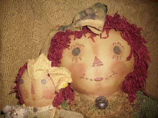 Primitive Folk Art Handmade Raggedy Ann Doll photo