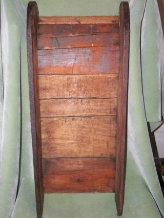 Rare Old Antique Vintage Wooden Sled Hand Made Metal Runners Folk Art Rustic photo