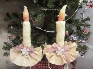 Pair Of Primitive Christmas Candles - photo