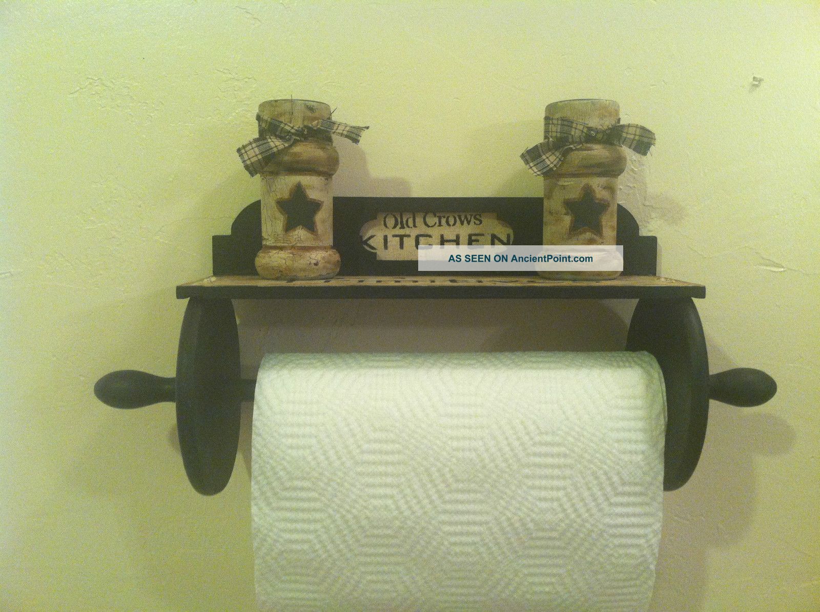 Primitive Americana,  Country,  Farmhouse Olde Crows Kitchen Paper Towel Holder Primitives photo