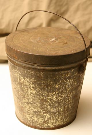 Antique Vintage Primitive Covered Tin Can Swing Handle photo