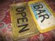 Vintage Antique Farm Metal Tool Box Upcycled Into Bar Open Sign Man Cave Sign Primitives photo 2