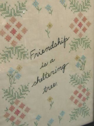 Vintage Primitive Embroideried Sampler Friendship Great Gift photo