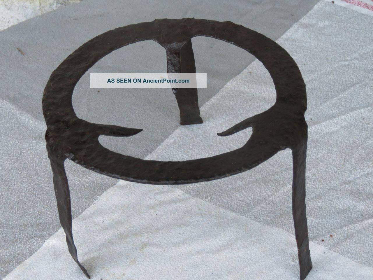Antique American Primitive Hand Wrought Iron Trivet Trammel Aafa Hearth Art Primitives photo