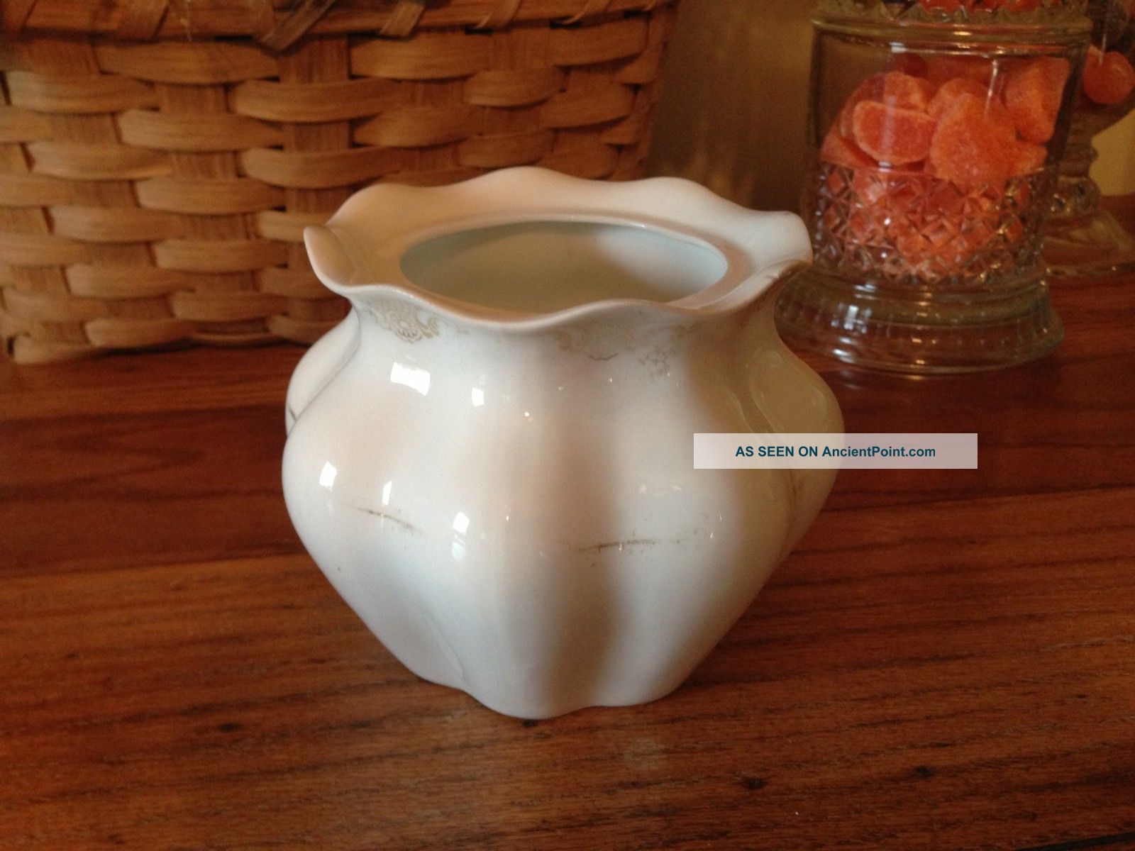Antique Chippy Primitive Stoneware Vase Bowl - German Primitives photo
