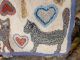 Wonderful Vintage Nh Hooked Rug Hand Made Cats Hearts Folkart Primitives photo 5