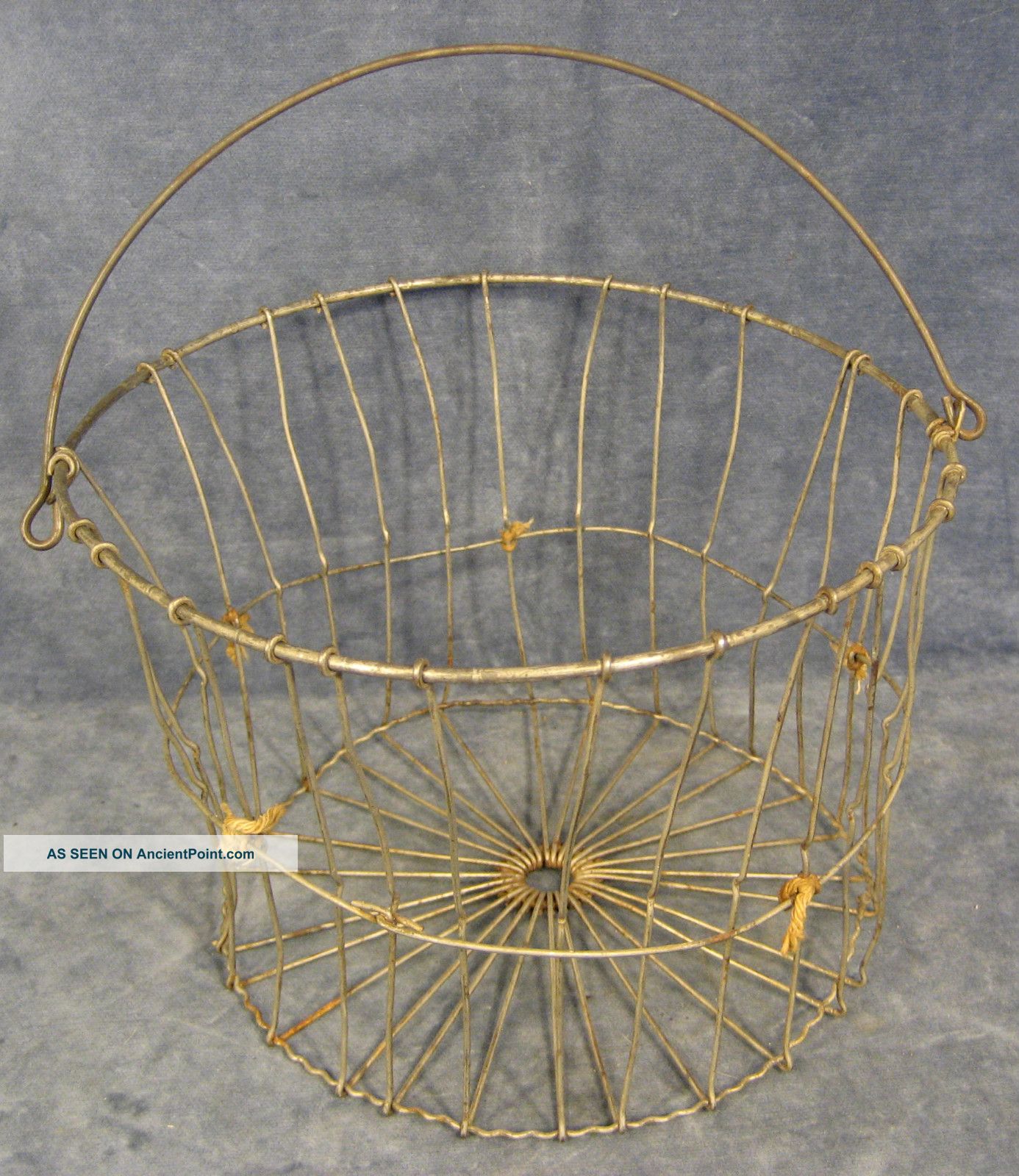 Antique Primitive Small Wire Egg Gathering Basket Primitives photo