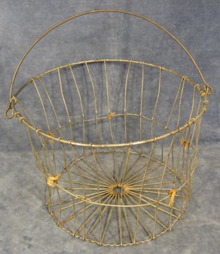 Antique Primitive Small Wire Egg Gathering Basket photo