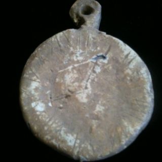 Antique Folk Art Primitive Stopwatch Carved Into Fishing Weight ' 1800 ' S photo