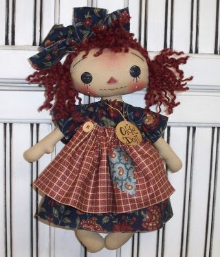 Primitive Folk Art Country Doll Raggedy Ann Rag Doll Tag Annie Country photo
