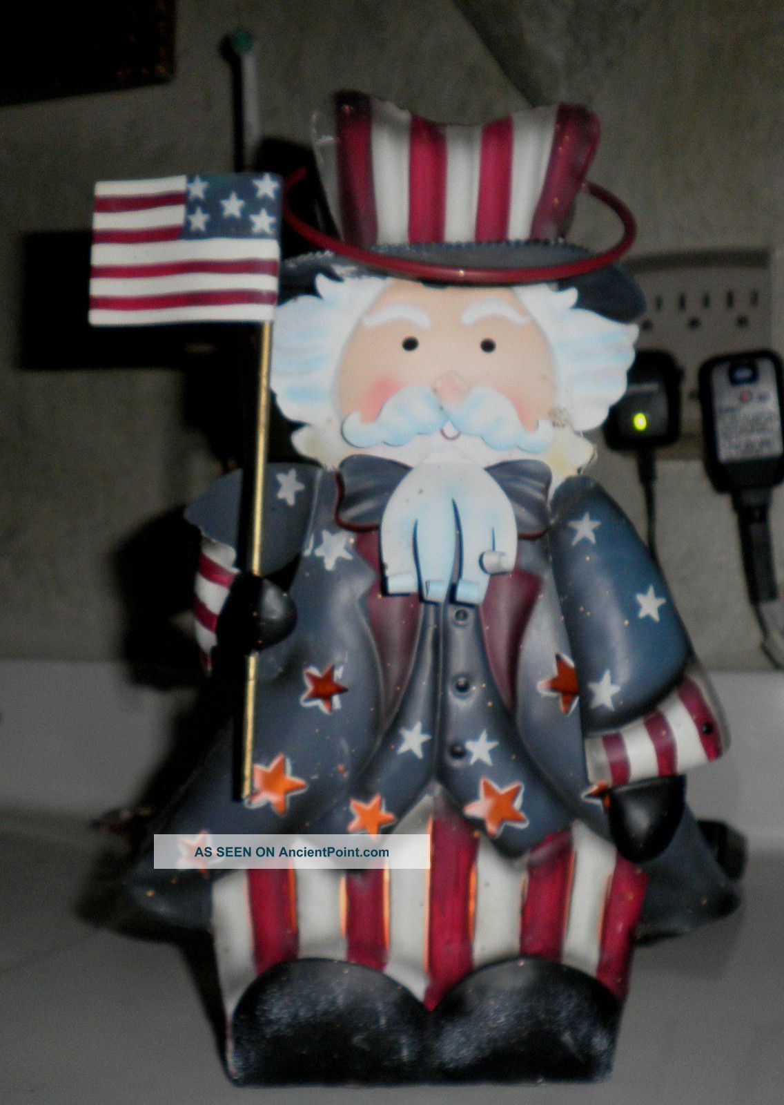 Home Interior Tin Uncle Sam Lantern Candle Holder Retired Primitives photo