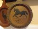 Primitive Folk Art Country Faux Wood Cupboard Plates Horse Rooster Sheep Primitives photo 1