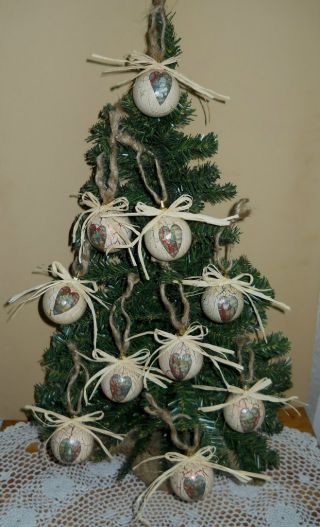 10 Primitive Folk Art Country Christmas Ornaments photo