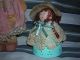 2 Primitive Folk Art Signed Country Doll Clay Pot Doll Hats Crochet Straw Pearl Primitives photo 9