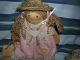 2 Primitive Folk Art Signed Country Doll Clay Pot Doll Hats Crochet Straw Pearl Primitives photo 2