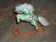 Folk Art Toy Green Hand Sewn Rocking Horse Silk And Canvas Embroidered Primitives photo 4