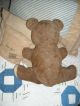 Old Vintage Stuffed Teddy Bear Brown With Bell In One Ear Primitives photo 1