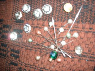 Vintage Grouping Of Old Stick Pins Rhinestone Buttons photo