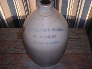 Antique Thompson & Pinkham Boston Mass Stoneware Jug photo