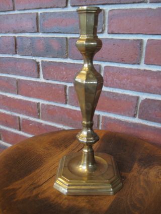 Tall Single Brass Candlestick Vintage photo