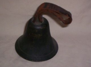 New England 1800 ' S Brass Sheep Or Cow Bell W/ Leather Strap photo