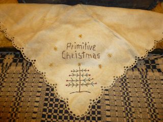 Prim Handstitched Vintage Linen Primitive Christmas Twig Tree photo