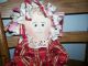 Primitive Country Raggedy Doll Rag Hair Sunflower Red Dress Tea Stained Primitives photo 2