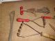 9 Primitive Antique Red & Green Wood Handle Farm Kitchen Utensil Egg Beaters ++ Primitives photo 1