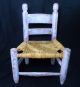 Vintage Childs Wood & Wicker Primitive Hand Painted Seat Antique Aafa Folk Art Unknown photo 10
