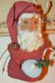 Primitive Folk Art Christmas Santa Doll Tea Light Ornaments Set Of 2 Tmap Primitives photo 4