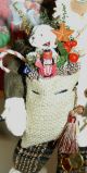 Primitive Folk Art Christmas Santa Doll,  Toy Bag & Drum Tmap Primitives photo 2