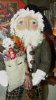 Primitive Folk Art Christmas Santa Doll,  Toy Bag & Drum Tmap Primitives photo 3