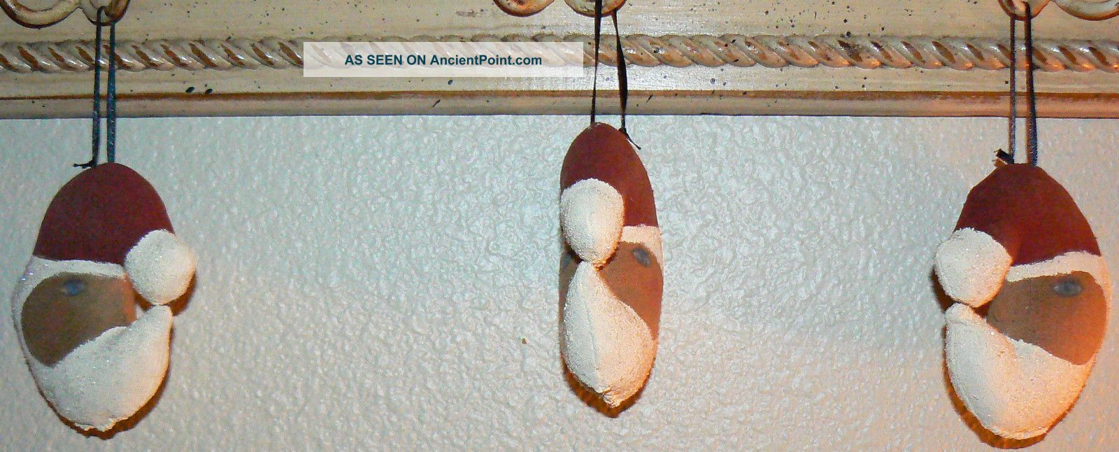 Primitive Folk Art Christmas Santa Doll Moon Ornaments Set Of 3 Tmap Primitives photo