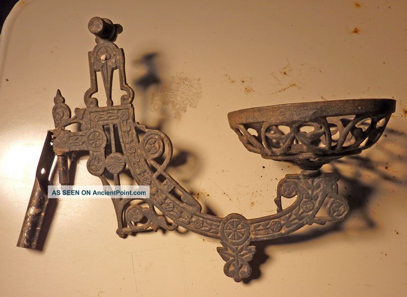 Ornate Kerosene Lamp Wall Holder,  Cast Iron,  Make - Do Wall Bracket Lamps photo